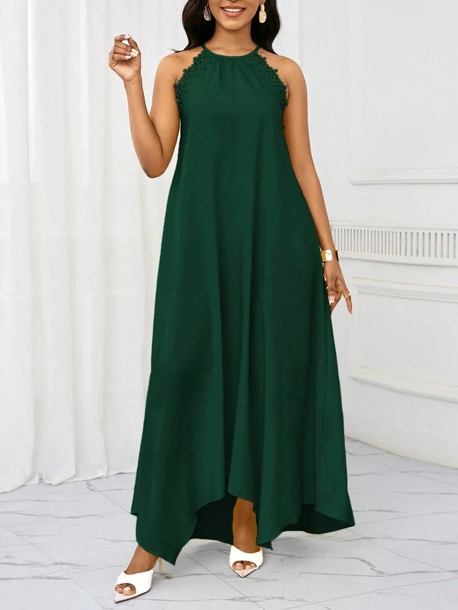 Vestido Maxi Halter Orla Solar com Laço e Bainha Assimétrica — fotografia 45 | Mar & Pérola