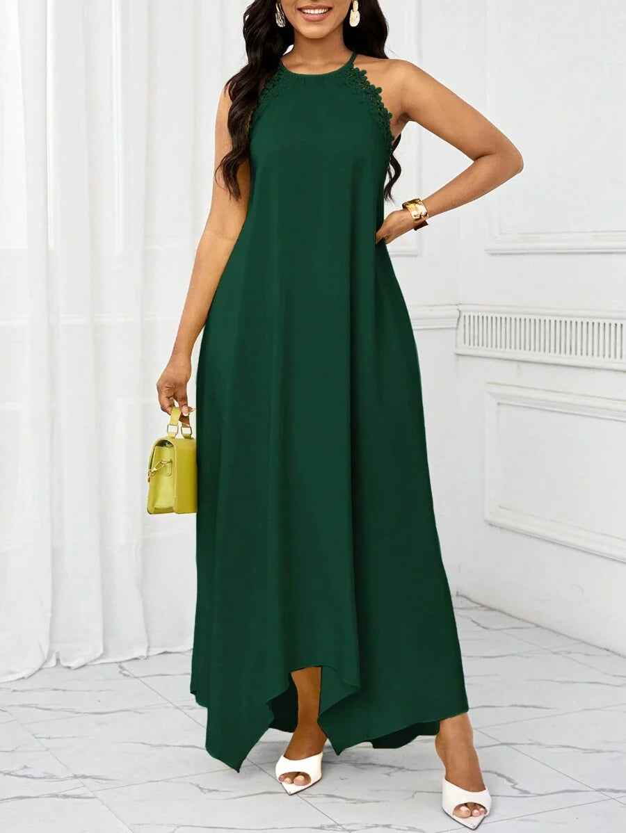 Vestido Maxi Halter Orla Solar com Laço e Bainha Assimétrica — fotografia 46 | Mar & Pérola