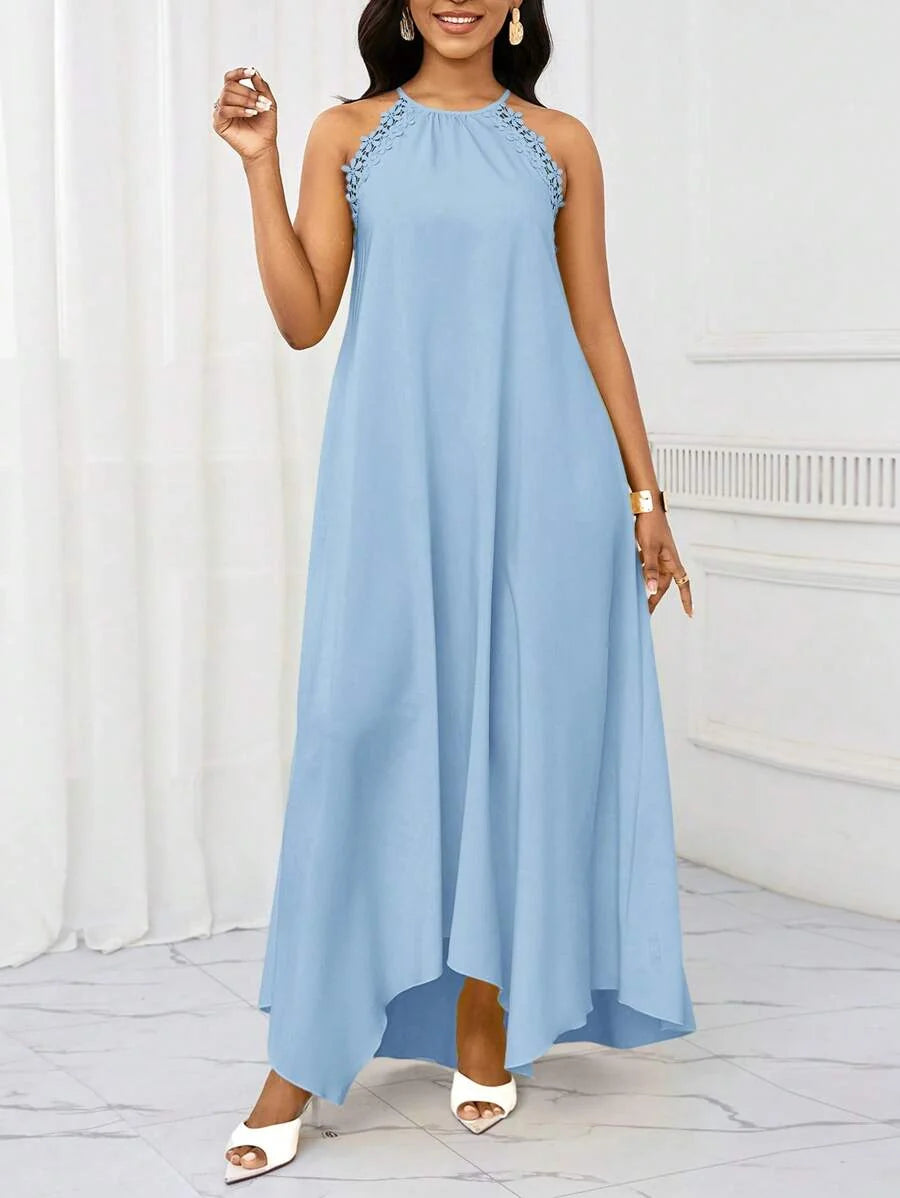 Vestido Maxi Halter Orla Solar com Laço e Bainha Assimétrica — fotografia 52 | Mar & Pérola