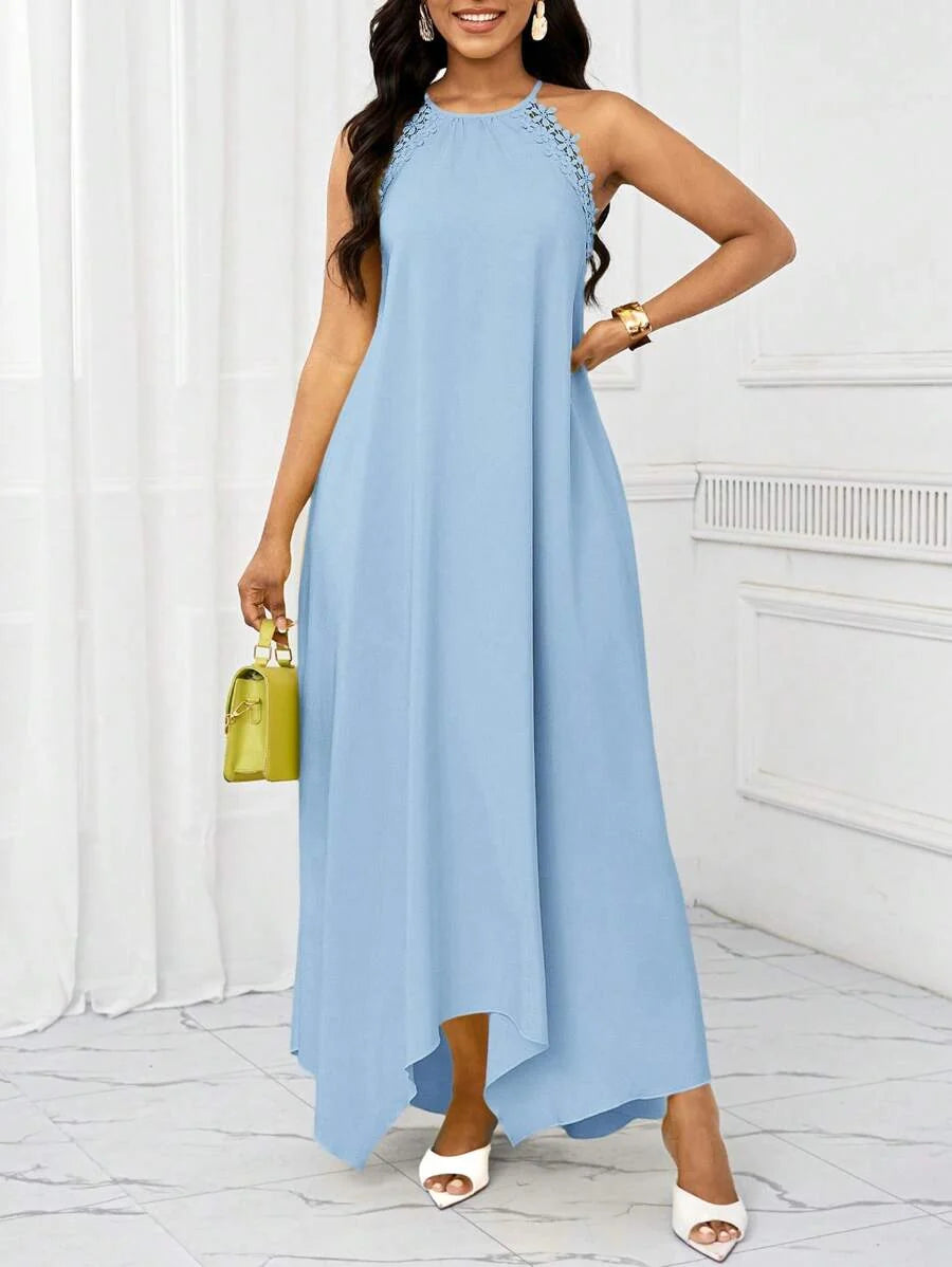 Vestido Maxi Halter Orla Solar com Laço e Bainha Assimétrica — fotografia 53 | Mar & Pérola