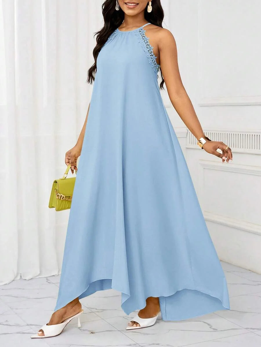Vestido Maxi Halter Orla Solar com Laço e Bainha Assimétrica — fotografia 55 | Mar & Pérola