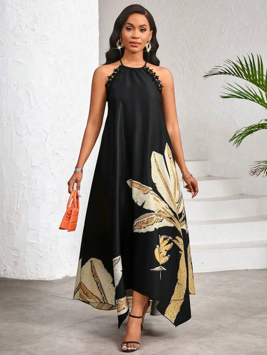 Vestido Maxi Halter Orla Solar com Laço e Bainha Assimétrica — fotografia 58 | Mar & Pérola