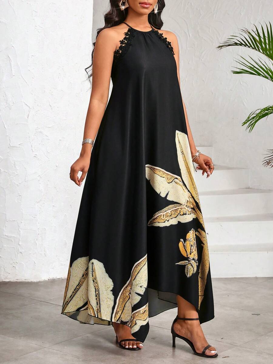 Vestido Maxi Halter Orla Solar com Laço e Bainha Assimétrica — fotografia 60 | Mar & Pérola