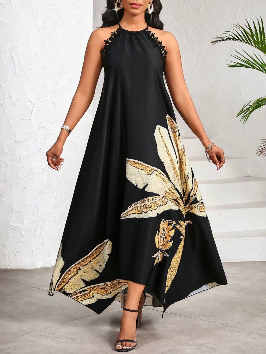 Vestido Maxi Halter Orla Solar com Laço e Bainha Assimétrica — fotografia 61 | Mar & Pérola