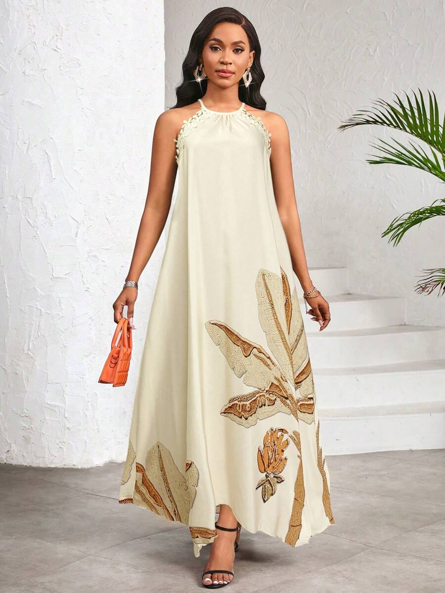 Vestido Maxi Halter Orla Solar com Laço e Bainha Assimétrica — fotografia 71 | Mar & Pérola