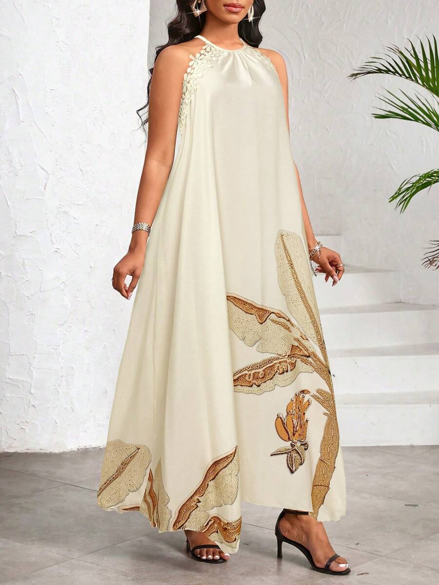 Vestido Maxi Halter Orla Solar com Laço e Bainha Assimétrica — fotografia 73 | Mar & Pérola