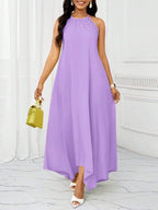 Vestido Maxi Halter Orla Solar com Laço e Bainha Assimétrica — fotografia 75 | Mar & Pérola