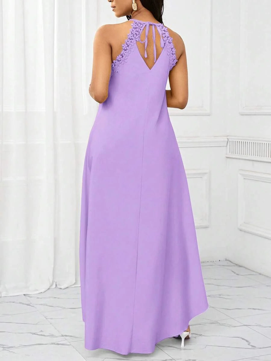 Vestido Maxi Halter Orla Solar com Laço e Bainha Assimétrica — fotografia 76 | Mar & Pérola