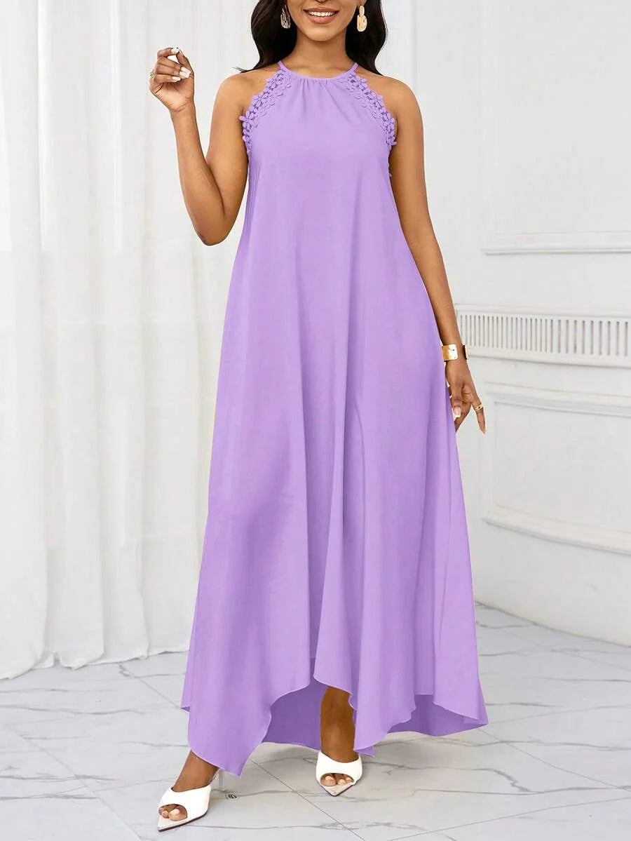 Vestido Maxi Halter Orla Solar com Laço e Bainha Assimétrica — fotografia 77 | Mar & Pérola
