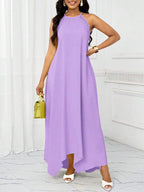 Vestido Maxi Halter Orla Solar com Laço e Bainha Assimétrica — fotografia 78 | Mar & Pérola