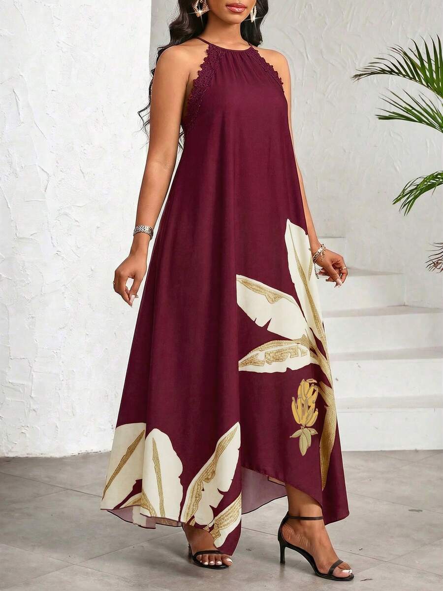 Vestido Maxi Halter Orla Solar com Laço e Bainha Assimétrica — fotografia 86 | Mar & Pérola