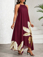 Vestido Maxi Halter Orla Solar com Laço e Bainha Assimétrica — fotografia 86 | Mar & Pérola