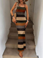 Vestido Maxi Listrado Linhas do Mar com Bainha Assimétrica — fotografia 6 | Mar & Pérola