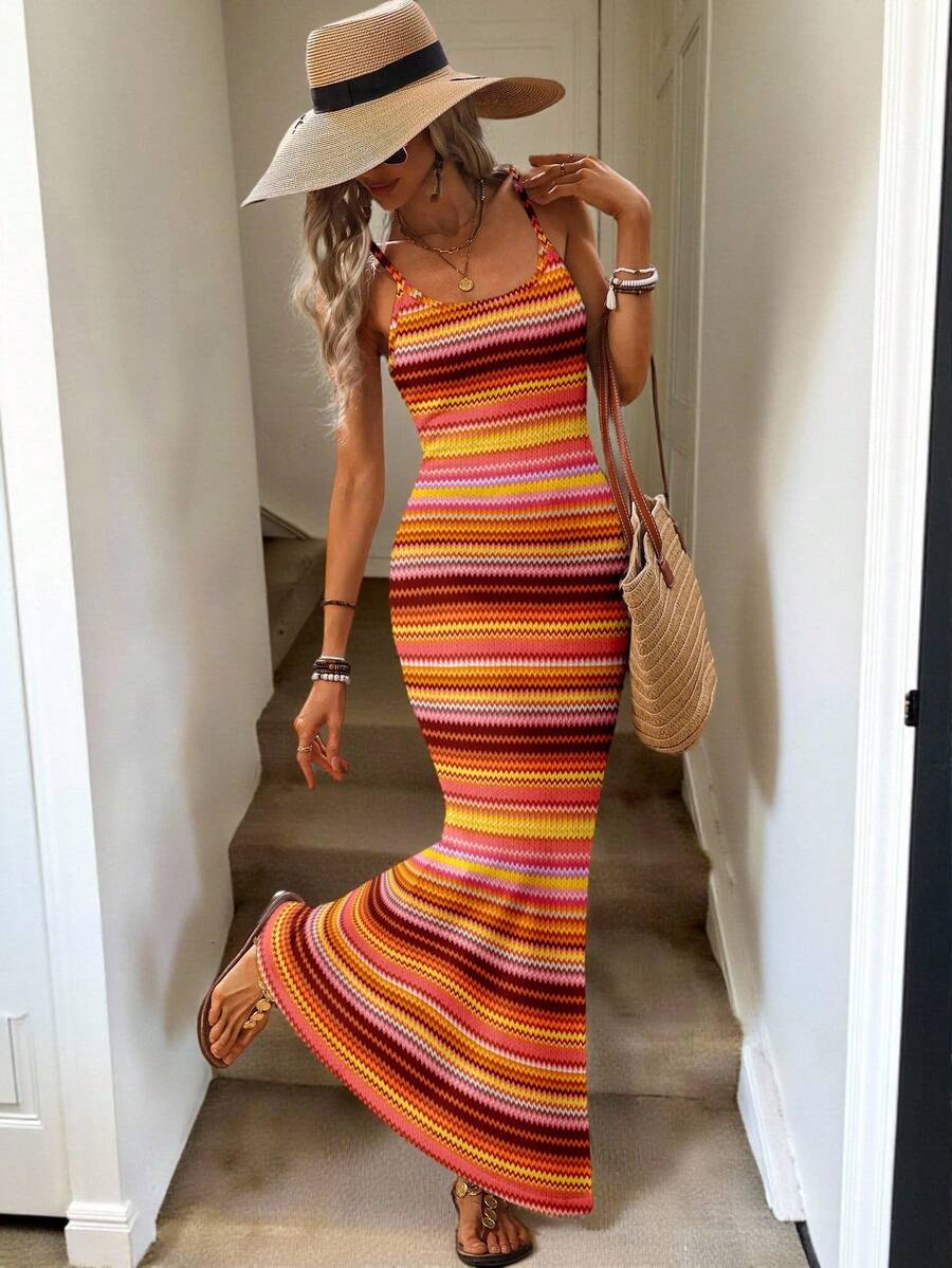 Vestido Maxi Listrado Linhas do Mar com Bainha Assimétrica — fotografia 9 | Mar & Pérola