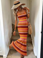 Vestido Maxi Listrado Linhas do Mar com Bainha Assimétrica — fotografia 9 | Mar & Pérola