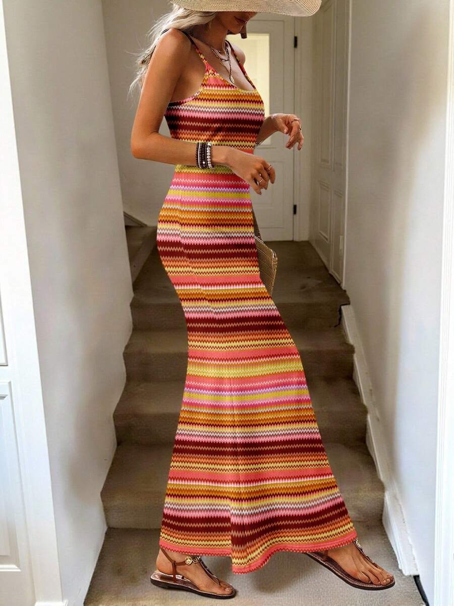 Vestido Maxi Listrado Linhas do Mar com Bainha Assimétrica — fotografia 10 | Mar & Pérola
