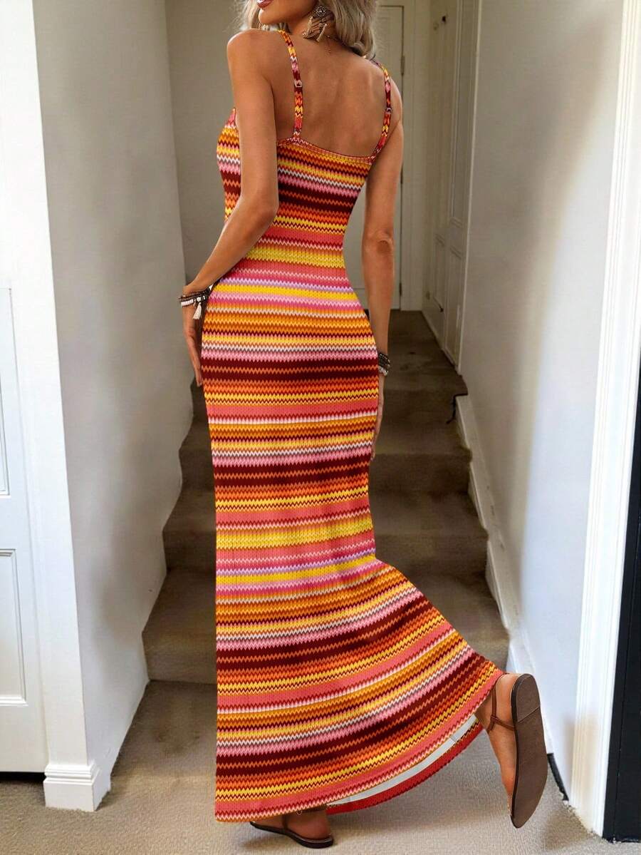 Vestido Maxi Listrado Linhas do Mar com Bainha Assimétrica — fotografia 12 | Mar & Pérola