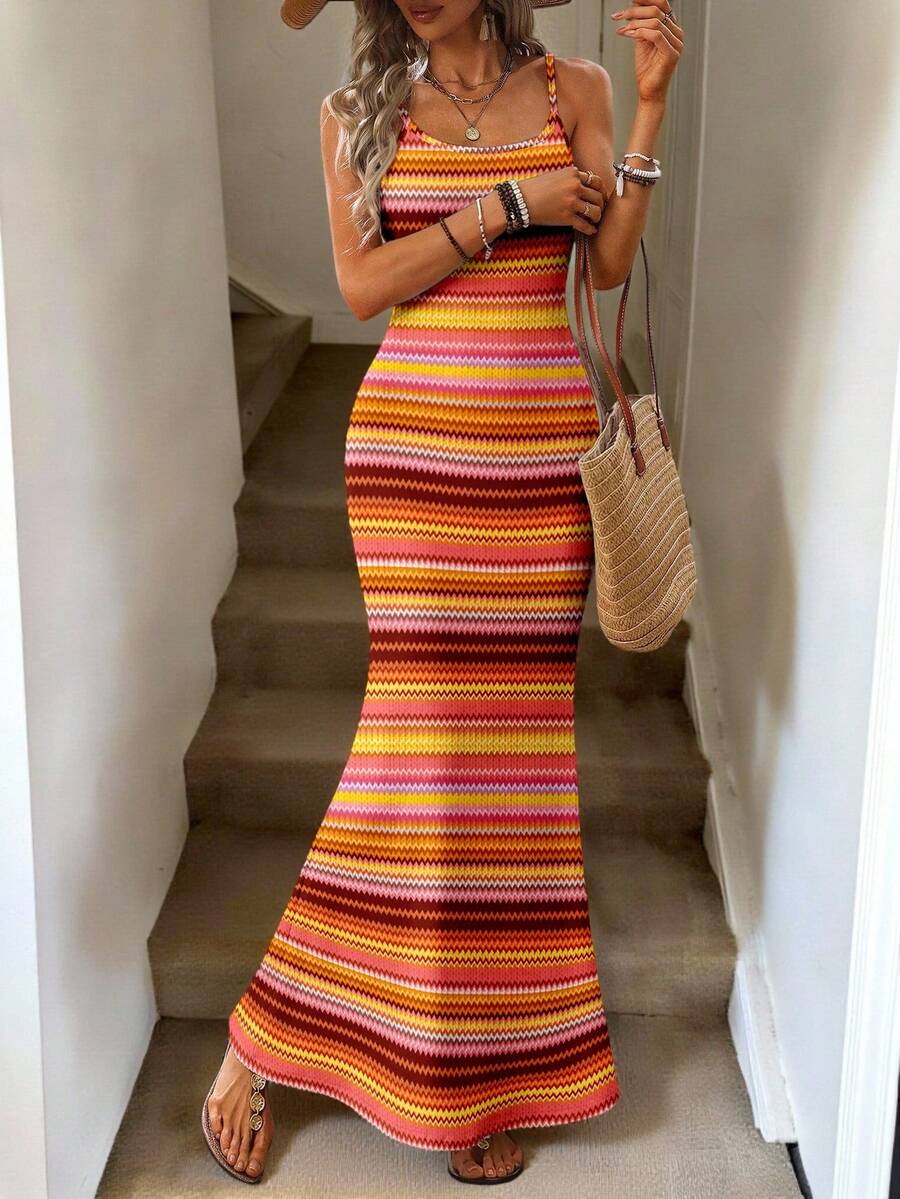 Vestido Maxi Listrado Linhas do Mar com Bainha Assimétrica — fotografia 13 | Mar & Pérola