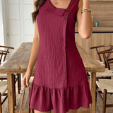 Vestido Midi Bata Sol da Enseada com Gola Assimétrica e Botões