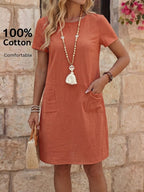 Vestido Midi Camiseta de Manga Curta Brisa da Costa com Bolsos — fotografia 12 | Mar & Pérola