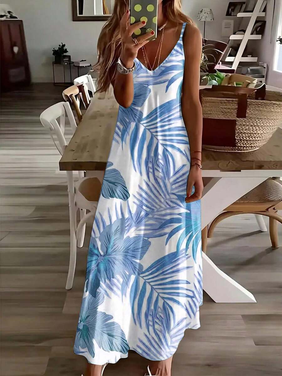 Vestido Midi de Malha Ilha Tropical com Estampa Tropical e Recorte Vazado — fotografia 2 | Mar & Pérola