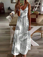 Vestido Midi de Malha Ilha Tropical com Estampa Tropical e Recorte Vazado — fotografia 4 | Mar & Pérola