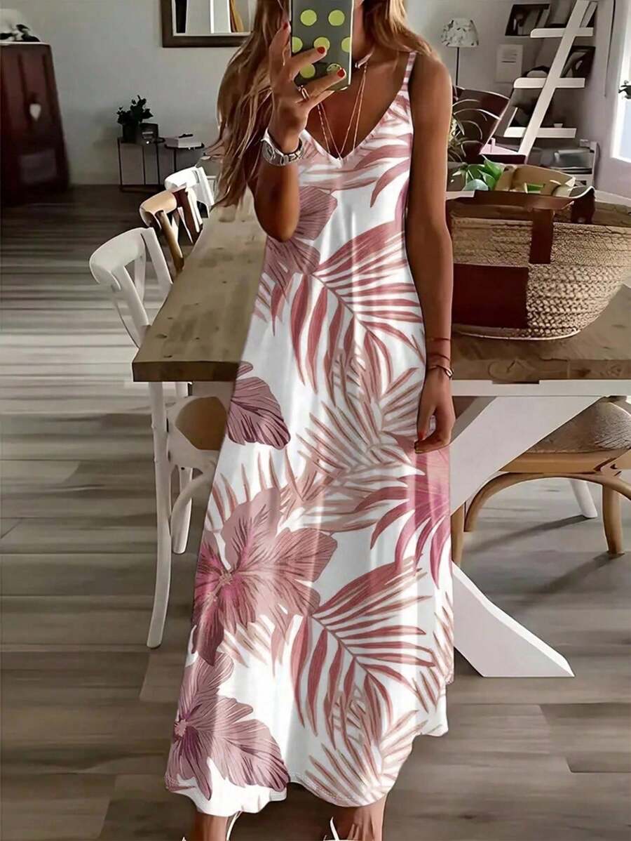 Vestido Midi de Malha Ilha Tropical com Estampa Tropical e Recorte Vazado — fotografia 5 | Mar & Pérola