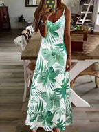 Vestido Midi de Malha Ilha Tropical com Estampa Tropical e Recorte Vazado — fotografia 7 | Mar & Pérola