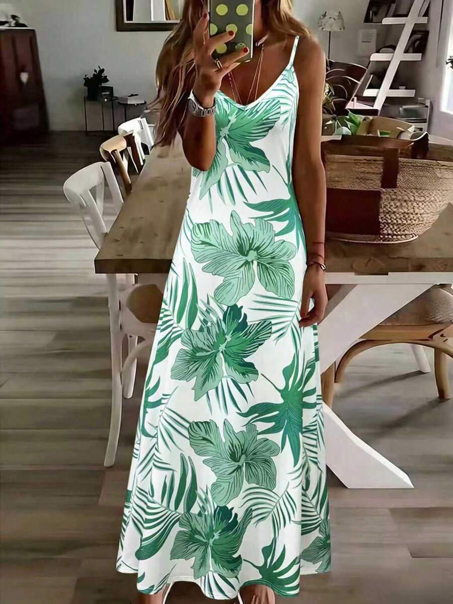 Vestido Midi de Malha Ilha Tropical com Estampa Tropical e Recorte Vazado — fotografia 7 | Mar & Pérola