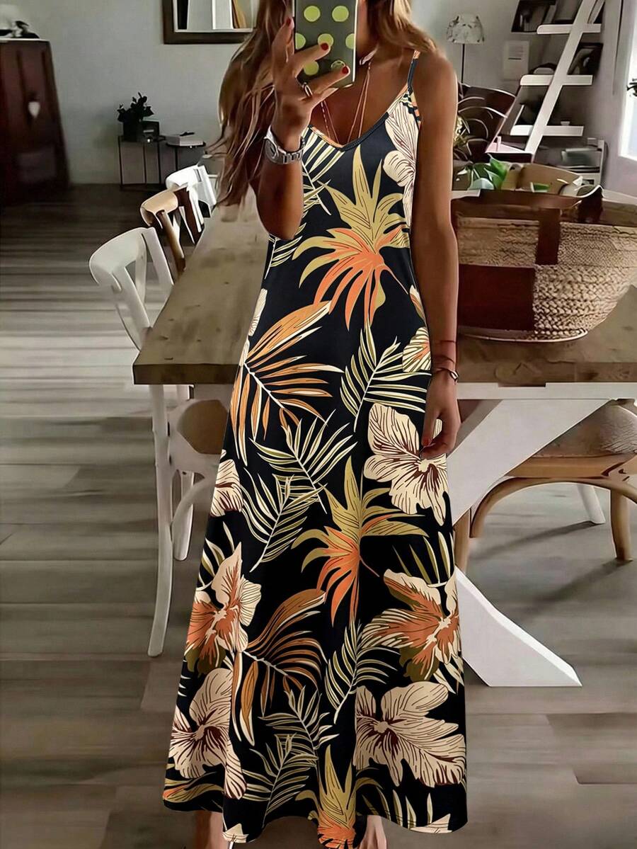 Vestido Midi de Malha Ilha Tropical com Estampa Tropical e Recorte Vazado — fotografia 8 | Mar & Pérola