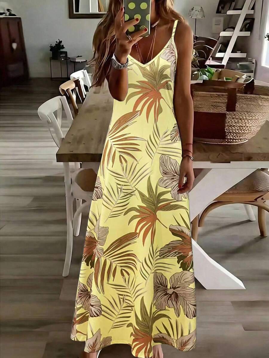 Vestido Midi de Malha Ilha Tropical com Estampa Tropical e Recorte Vazado — fotografia 9 | Mar & Pérola