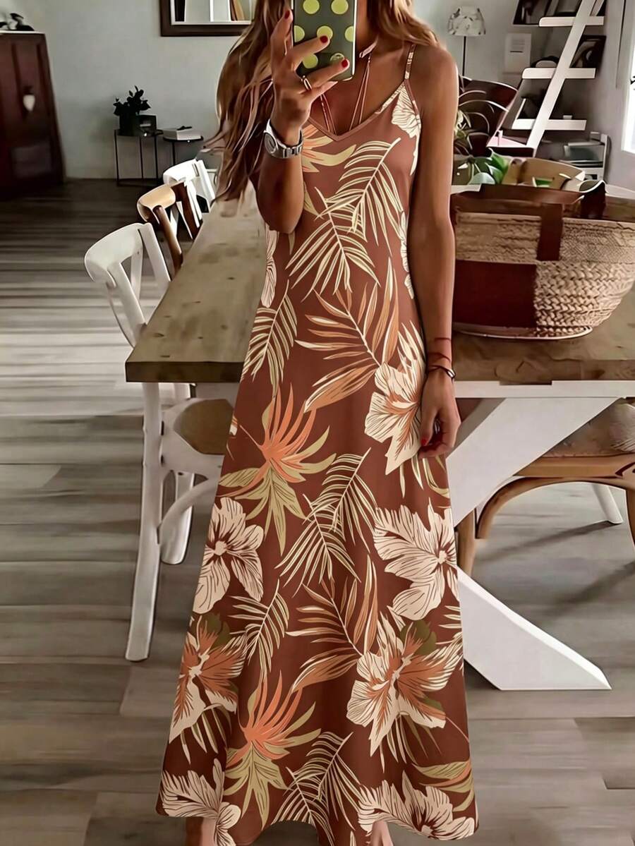 Vestido Midi de Malha Ilha Tropical com Estampa Tropical e Recorte Vazado — fotografia 10 | Mar & Pérola