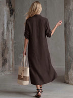 Vestido Saída de Praia Chemise Midi Luz da Orla com Botões e Manga Dobrável — fotografia 11 | Mar & Pérola
