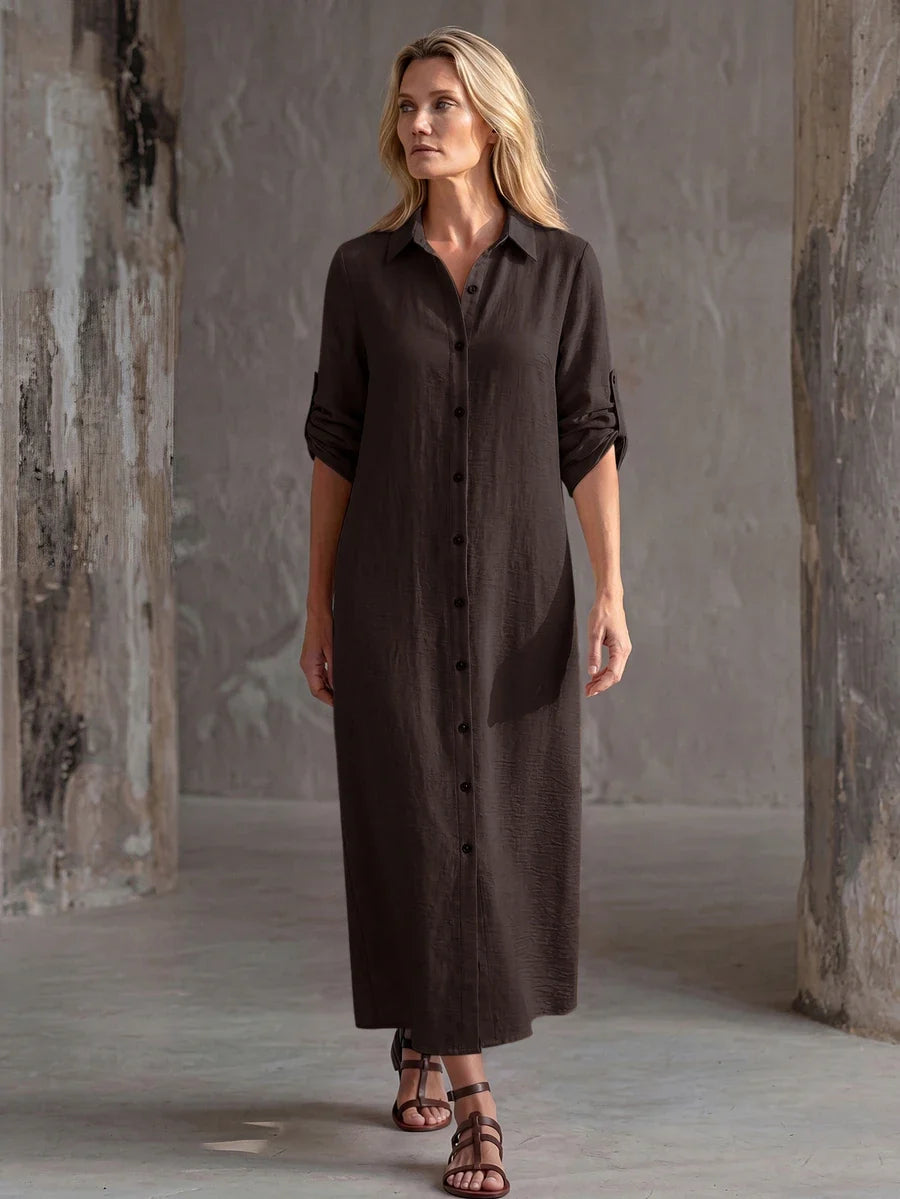 Vestido Saída de Praia Chemise Midi Luz da Orla com Botões e Manga Dobrável — fotografia 18 | Mar & Pérola