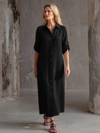 Vestido Saída de Praia Chemise Midi Luz da Orla com Botões e Manga Dobrável — fotografia 36 | Mar & Pérola