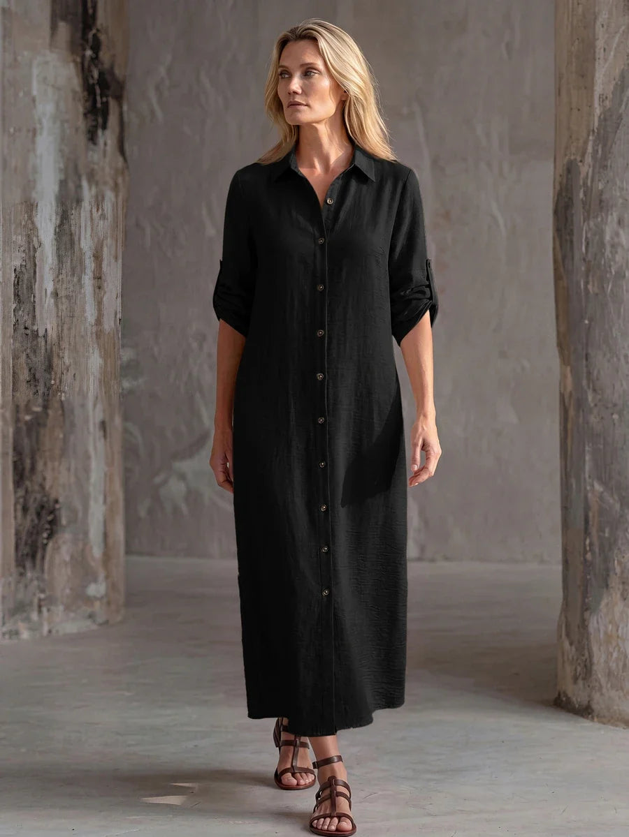 Vestido Saída de Praia Chemise Midi Luz da Orla com Botões e Manga Dobrável — fotografia 36 | Mar & Pérola