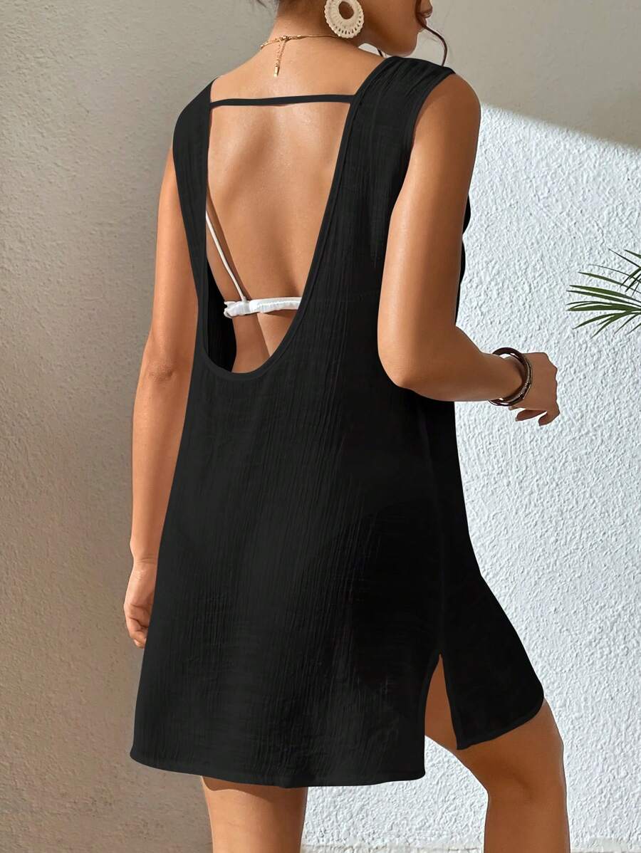 Vestido Saída de Praia Costa do Sol com Decote U e Costas Abertas — fotografia 7 | Mar & Pérola