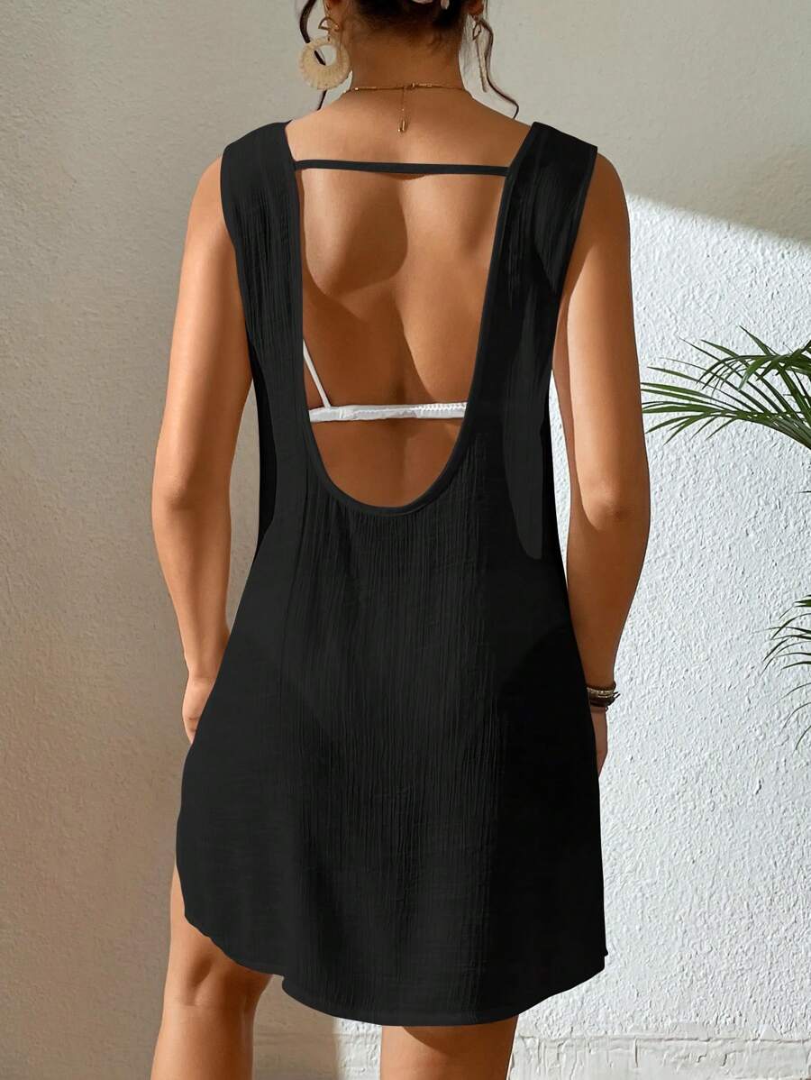 Vestido Saída de Praia Costa do Sol com Decote U e Costas Abertas — fotografia 8 | Mar & Pérola