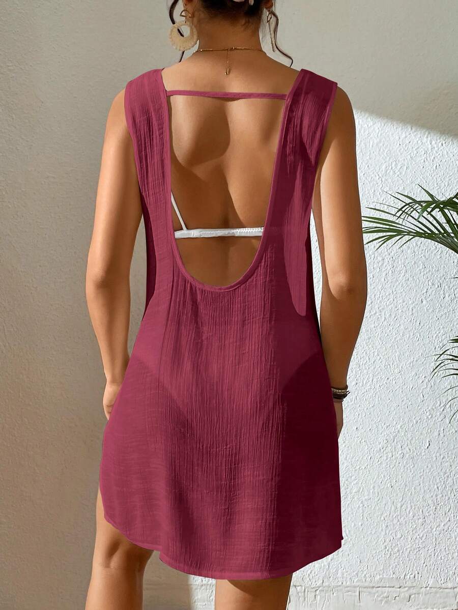 Vestido Saída de Praia Costa do Sol com Decote U e Costas Abertas — fotografia 41 | Mar & Pérola