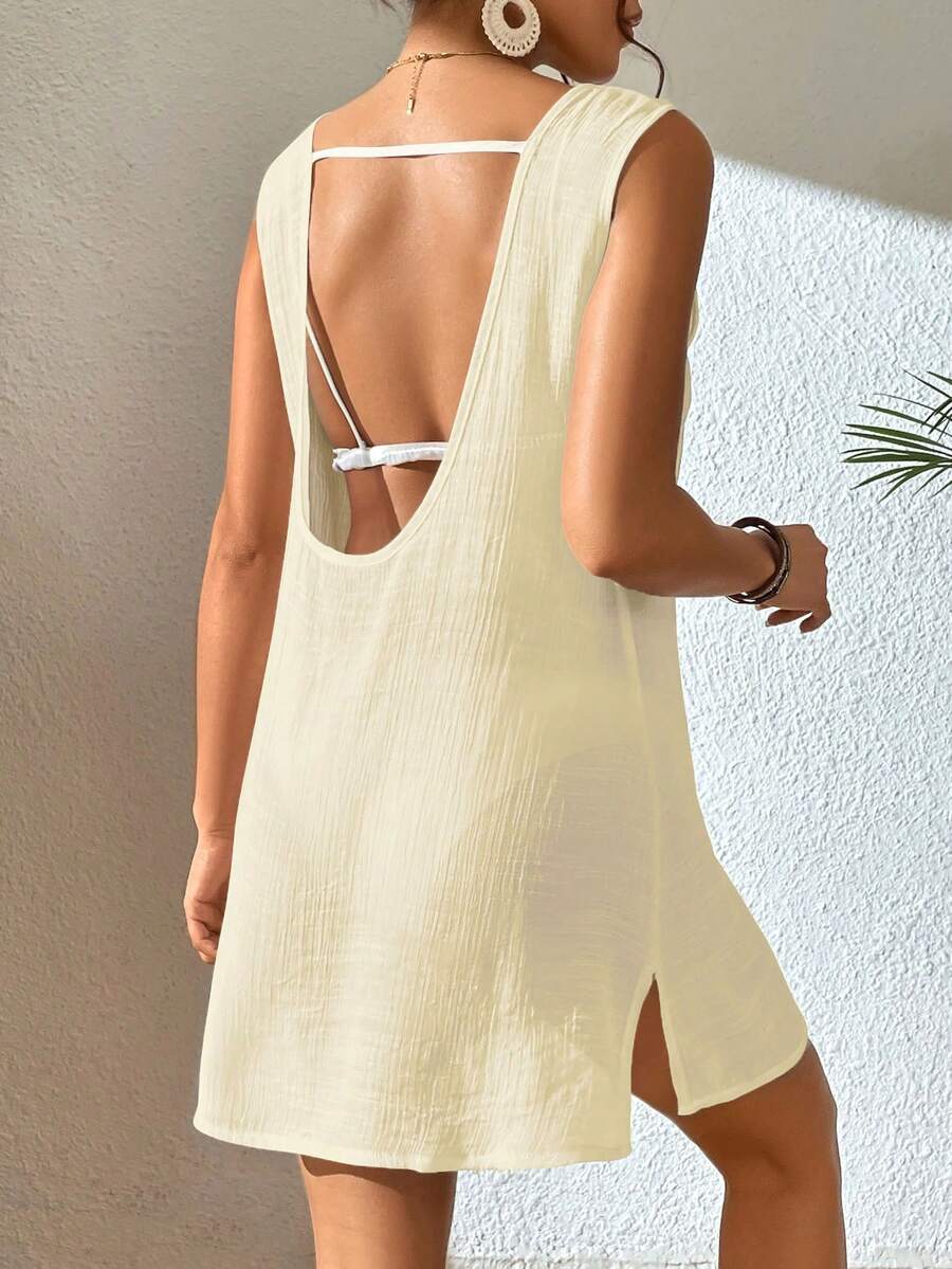 Vestido Saída de Praia Costa do Sol com Decote U e Costas Abertas — fotografia 50 | Mar & Pérola