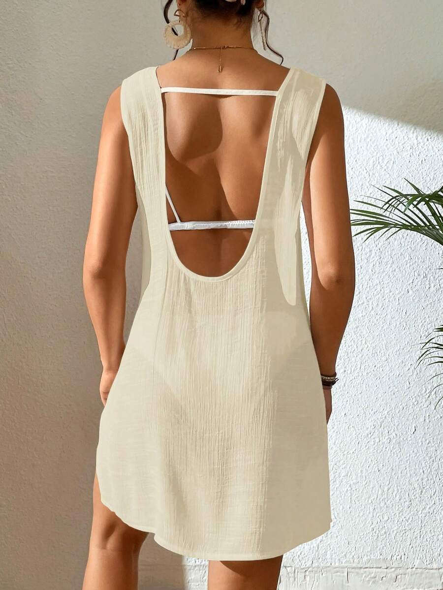 Vestido Saída de Praia Costa do Sol com Decote U e Costas Abertas — fotografia 53 | Mar & Pérola