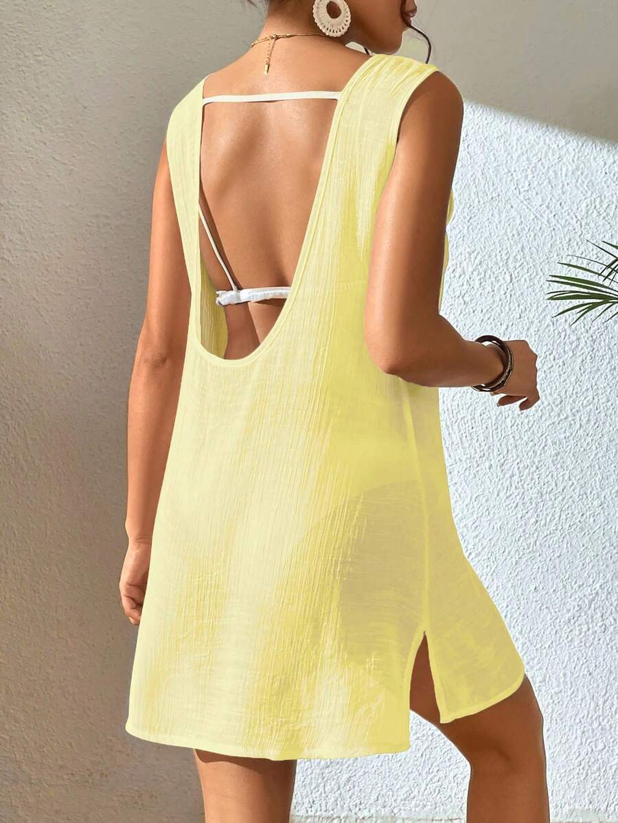 Vestido Saída de Praia Costa do Sol com Decote U e Costas Abertas — fotografia 56 | Mar & Pérola