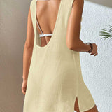 Vestido Saída de Praia Costa do Sol com Decote U e Costas Abertas