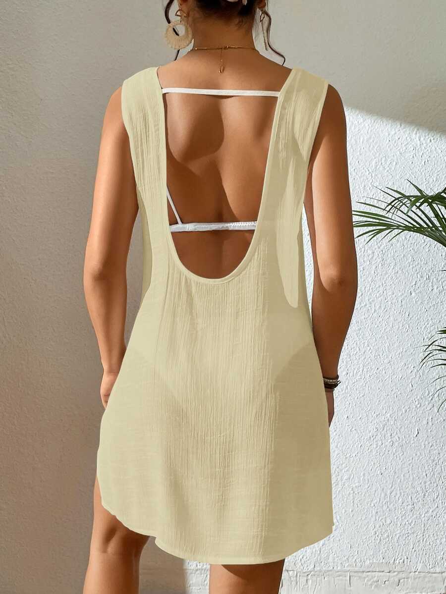 Vestido Saída de Praia Costa do Sol com Decote U e Costas Abertas — fotografia 67 | Mar & Pérola