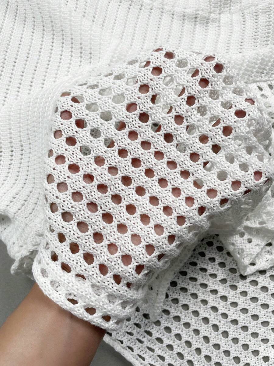 Vestido Saída de Praia Longo Bandeau Trama Solar em Crochê Vazado — fotografia 7 | Mar & Pérola