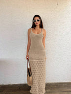 Vestido Saída de Praia Longo Brisa da Costa em Tricô com Costas Abertas — fotografia 5 | Mar & Pérola