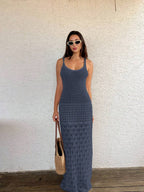 Vestido Saída de Praia Longo Brisa da Costa em Tricô com Costas Abertas — fotografia 11 | Mar & Pérola