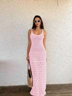 Vestido Saída de Praia Longo Brisa da Costa em Tricô com Costas Abertas — fotografia 17 | Mar & Pérola