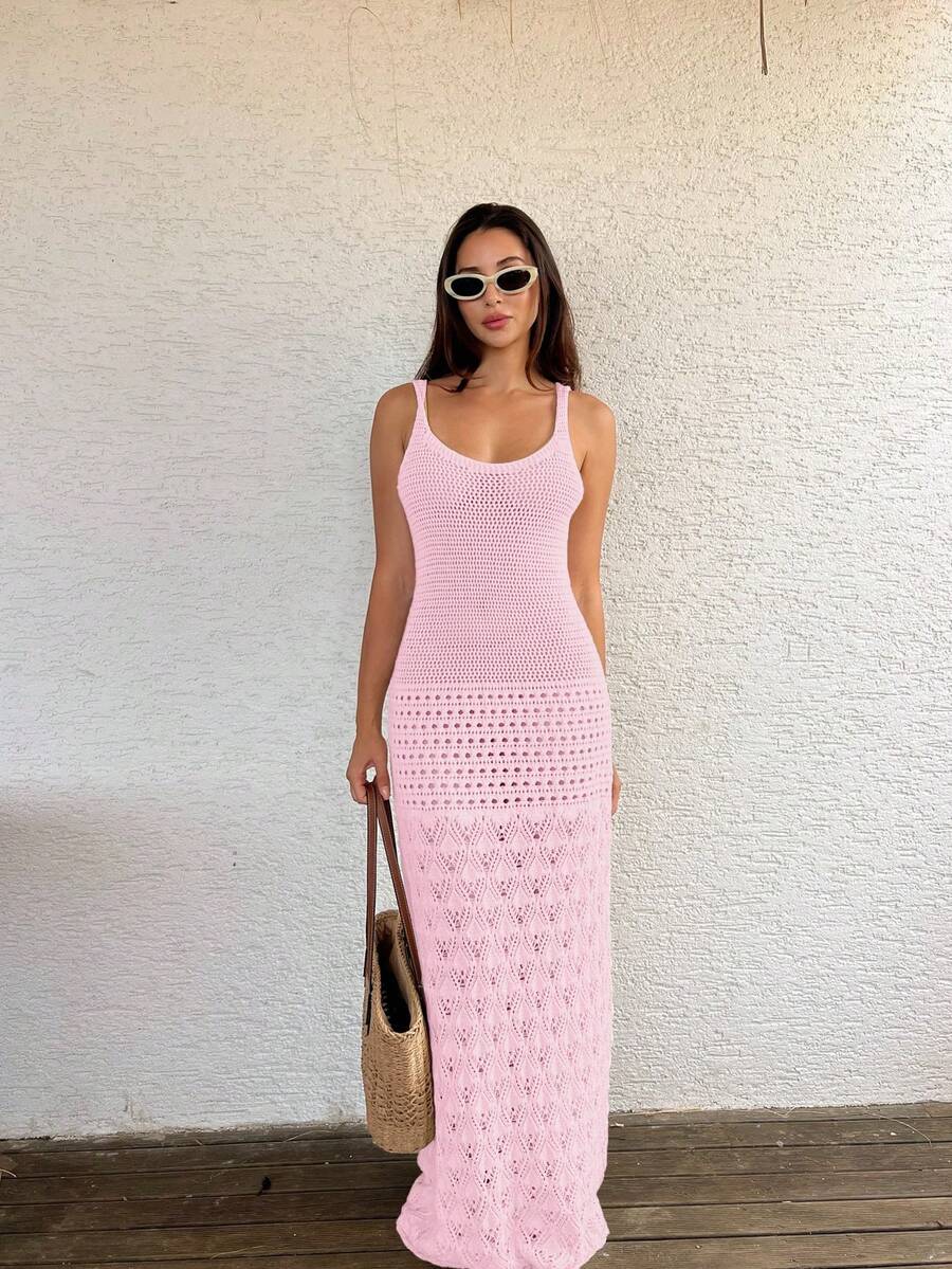 Vestido Saída de Praia Longo Brisa da Costa em Tricô com Costas Abertas — fotografia 17 | Mar & Pérola