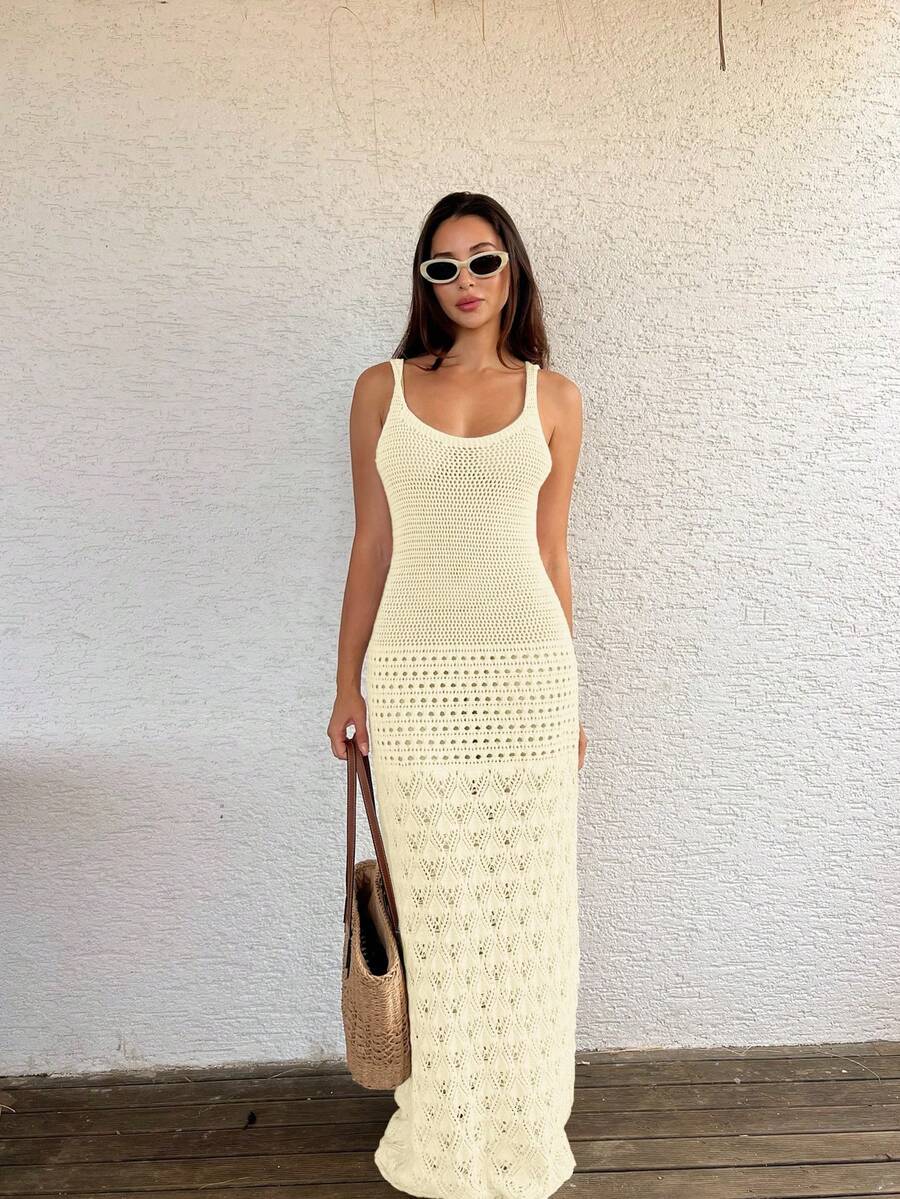 Vestido Saída de Praia Longo Brisa da Costa em Tricô com Costas Abertas — fotografia 23 | Mar & Pérola